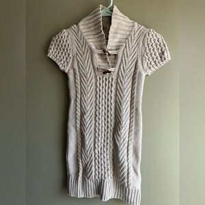 Cozy soft Knit Short Sleeve Sweater dress girls Cream/griege